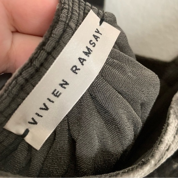 Vivien Ramsay Womens green/ brown 100% silk velvet sleeveless midi dress S - Picture 7 of 10